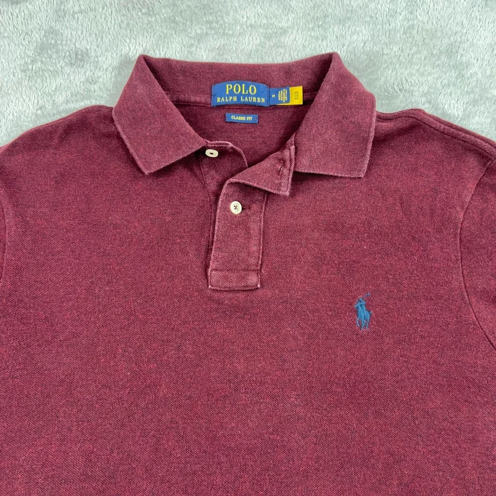 Polo Ralph Lauren Classic Fit Long Sleeve Polo M Burgundy Men Preppy Cotton